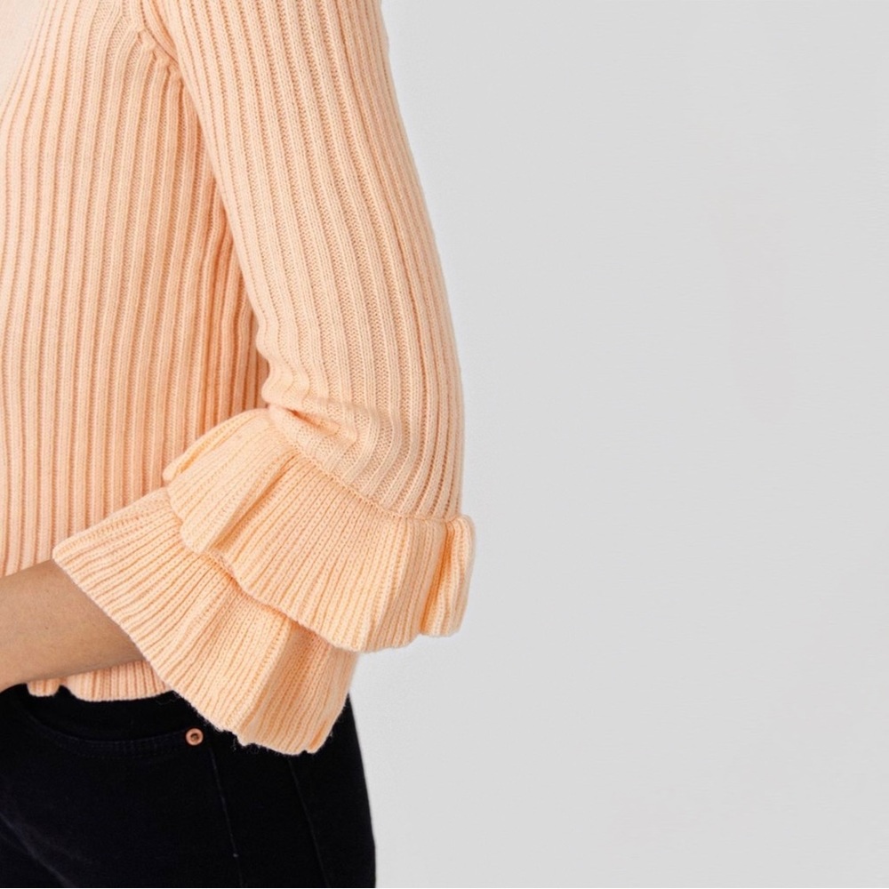 NWOT English Factory Rib Ruffle Edge Sweater - Picture 5 of 13